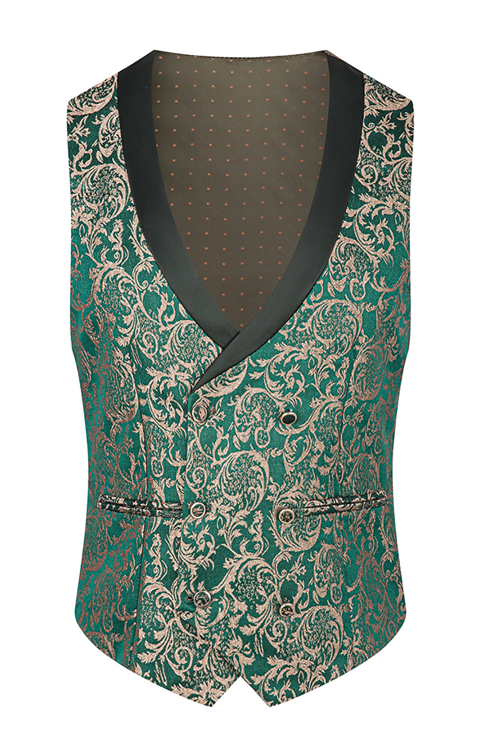 Dark Green Jacquard Shawl Lapel 3 Piece Prom Homecoming Men's Suits