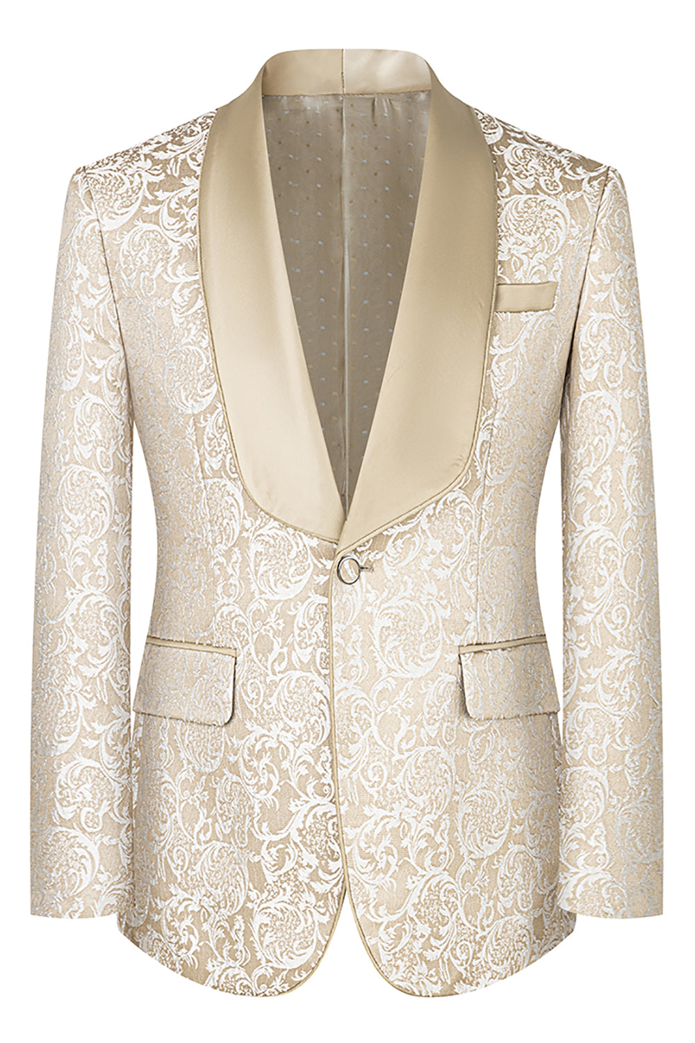 Dark Green Jacquard Shawl Lapel 3 Piece Prom Homecoming Men's Suits