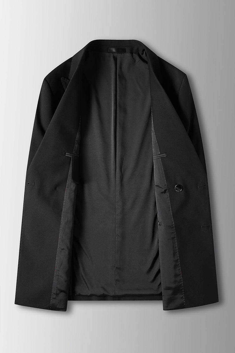 Peak Lapel Black 2 Piece Double Breasted Prom Homecoming Men's Suits