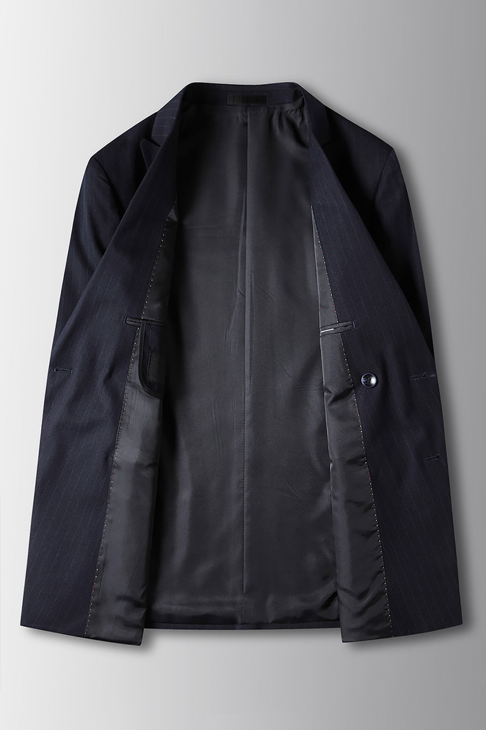 Navy Striped 2 Piece Peak Lapel Prom Homecoming Men's Suits