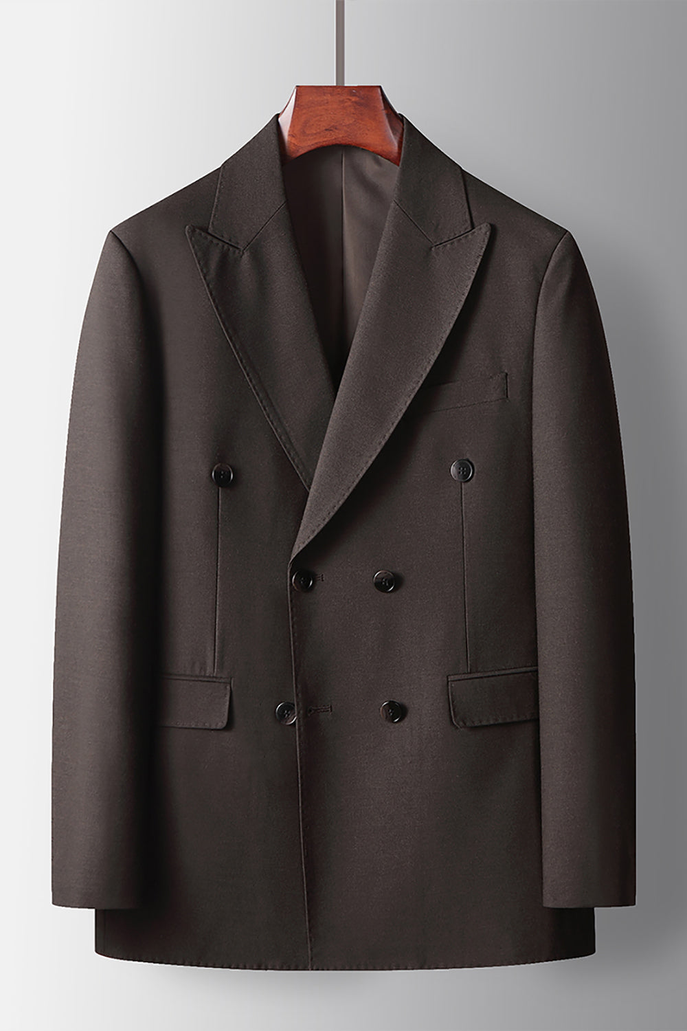 Peak Lapel Coffee 2 Piece Prom Homecoming Men's Suits with Pockets