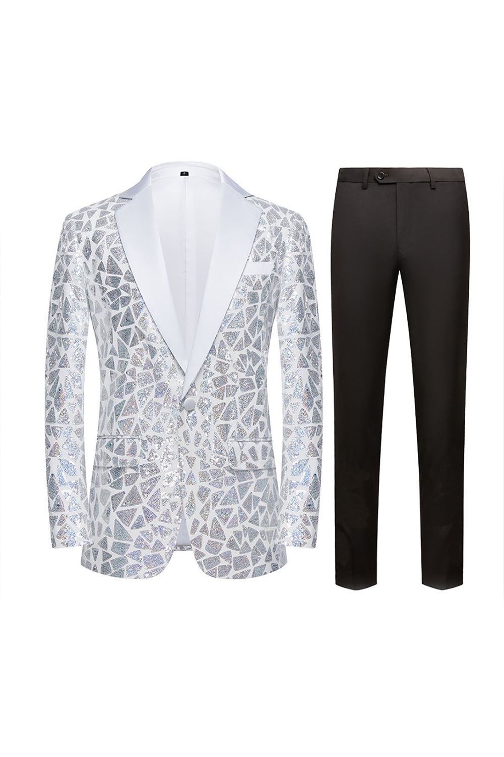 Sparkly Black Golden Sequins Notched Lapel 2 Piece Prom Homecoming Men's Suits