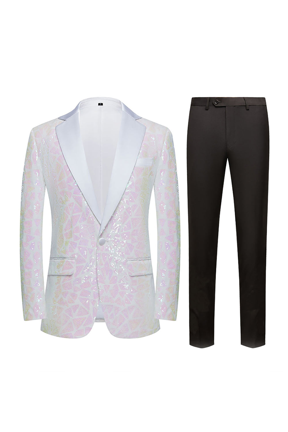 Sparkly Black Golden Sequins Notched Lapel 2 Piece Prom Homecoming Men's Suits