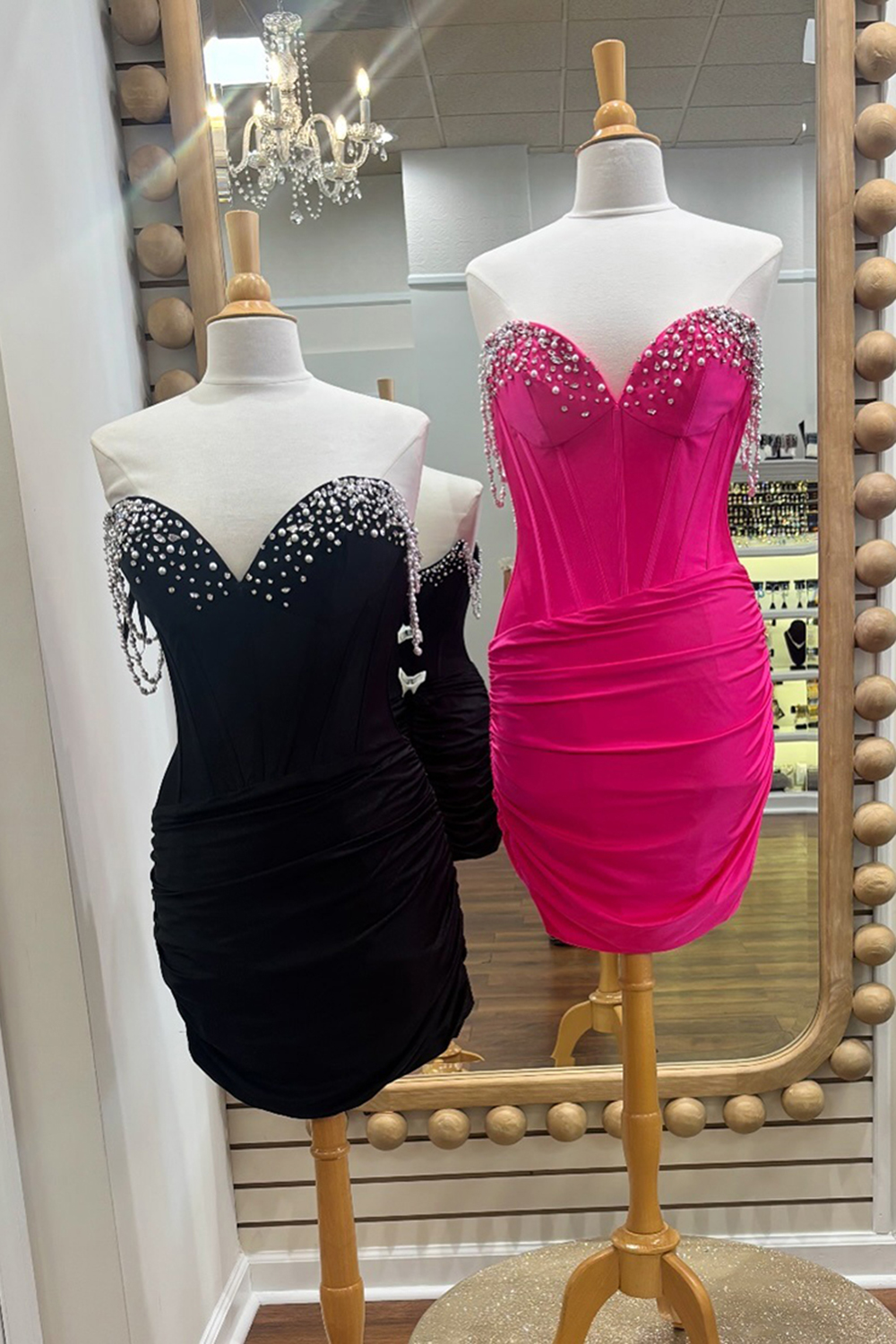 Sparkly Fuchsia Satin Corset Tight Short Homecoming Dress with Beading