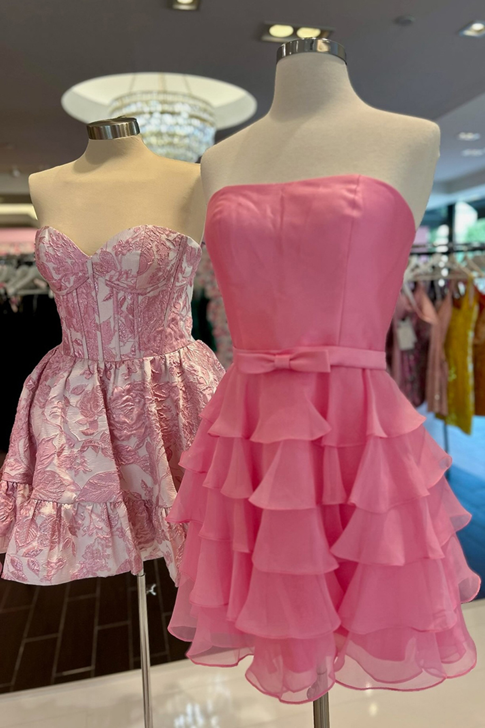 Emerald Green Strapless Ruffled A-Line Short Corset Homecoming Dress with Bow