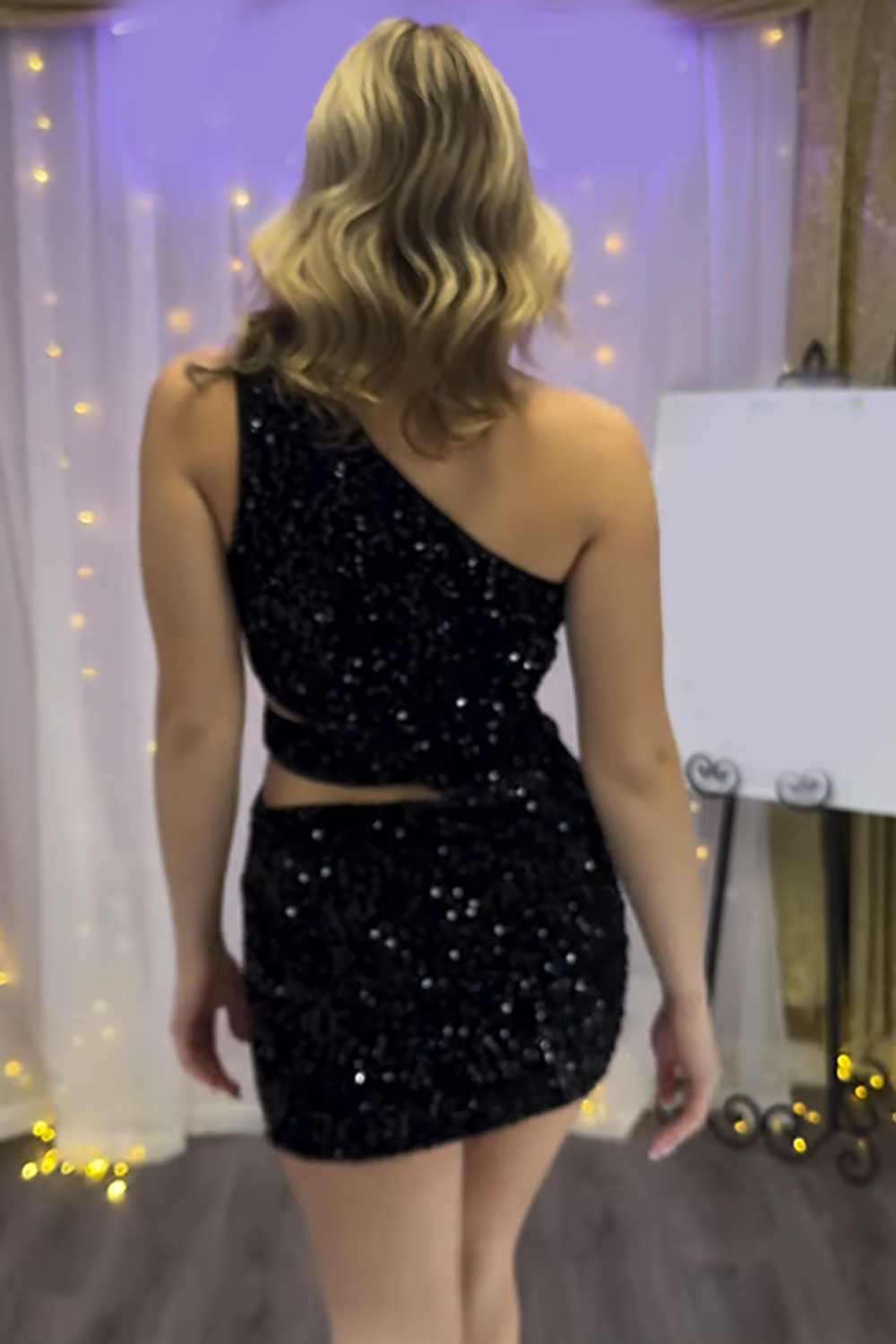 Sparkly Black One Shoulder Sequin Tight Short Homecoming Dress