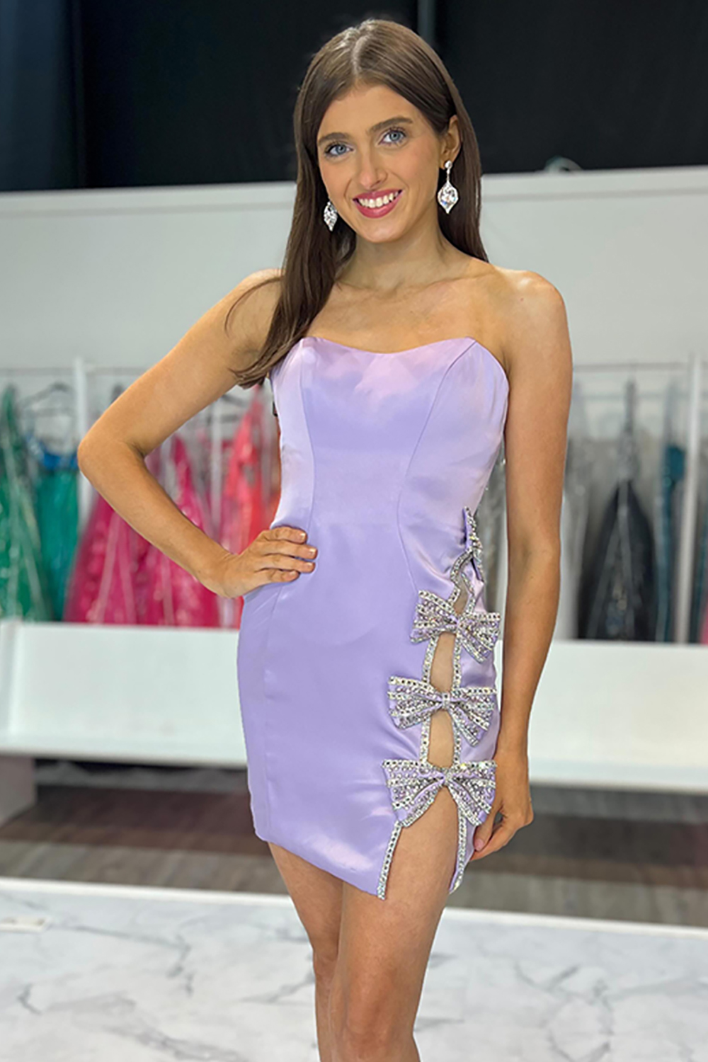 Sparkly Black Strapless Satin Tight Short Homecoming Dress with Beading