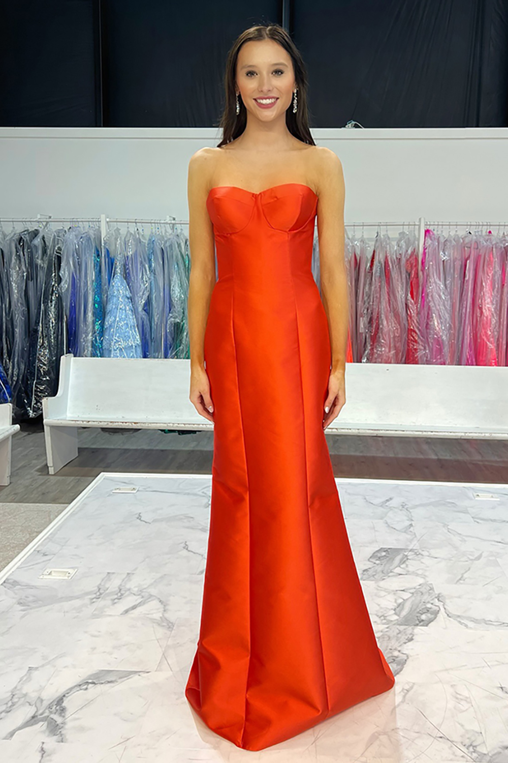 Red Strapless Satin Detachable Cape Long Prom Dress with 3D Flowers
