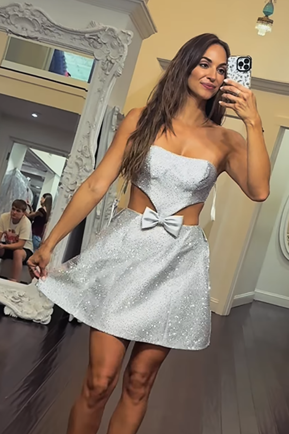 Sparkly Black Strapless Satin A-Line Short Homecoming Dress with Beading