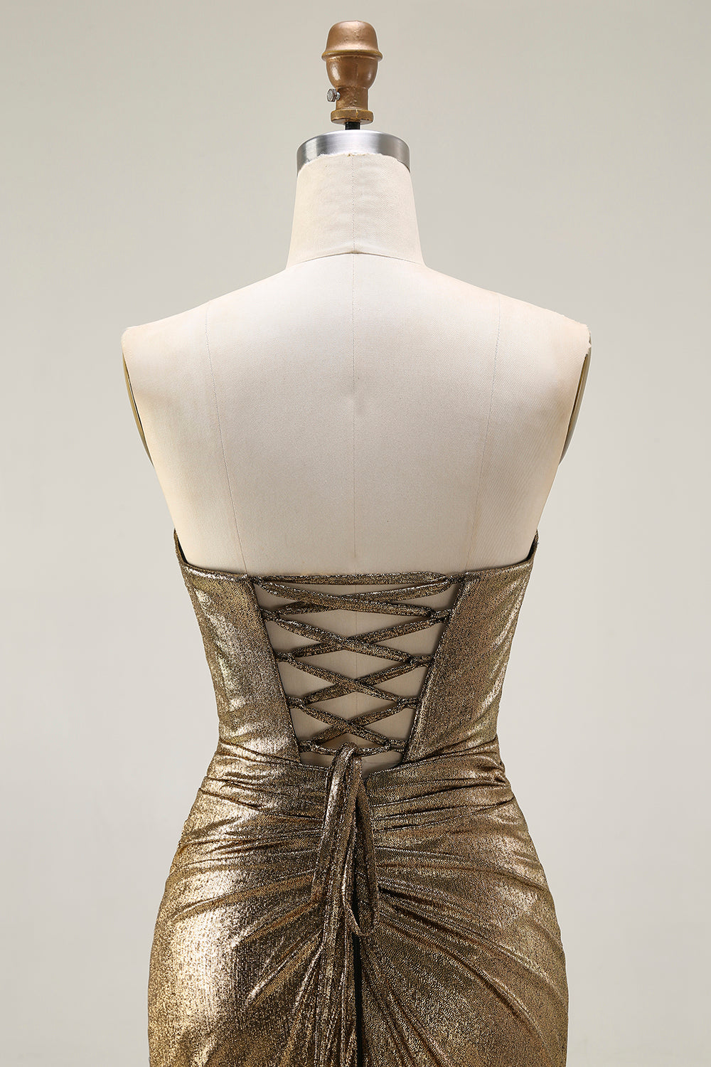 Sparkly Dark Golden Mermaid Sweetheart Long Prom Dress with Keyhole