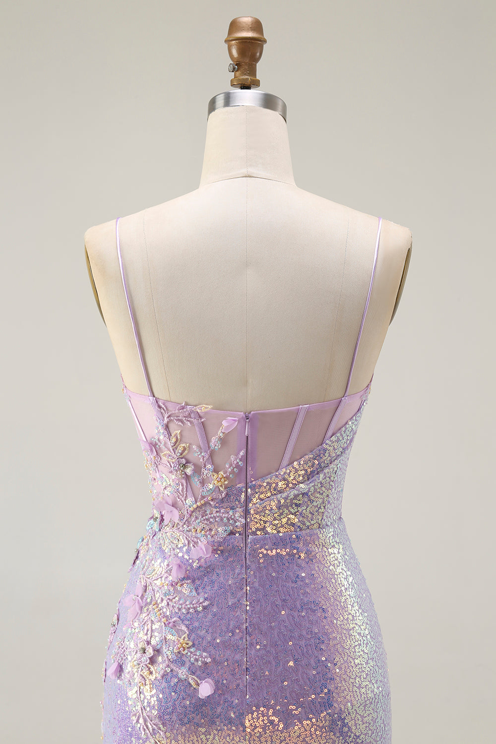 Sparkly Lilac Corset Mermaid Long Prom Dress with Slit