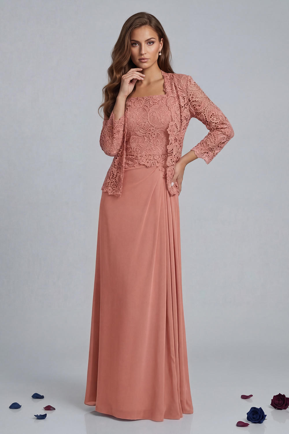 Twilight Square Neck Floor-Length 2-Piece Mother Of The Bride Dress with Jacket