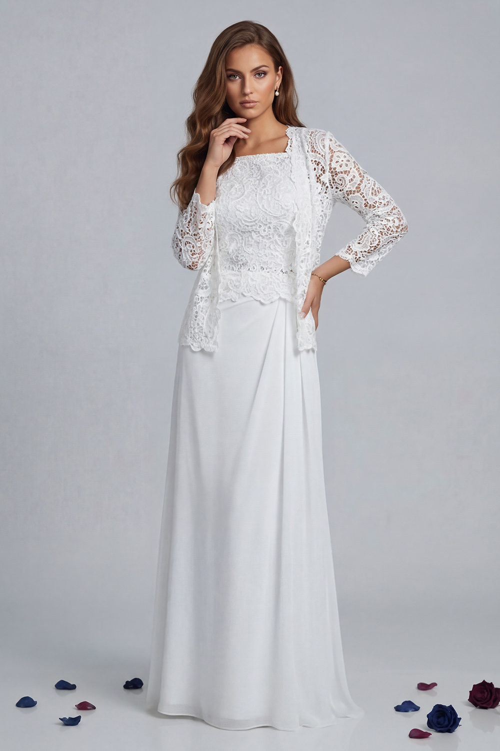 Twilight Square Neck Floor-Length 2-Piece Mother Of The Bride Dress with Jacket