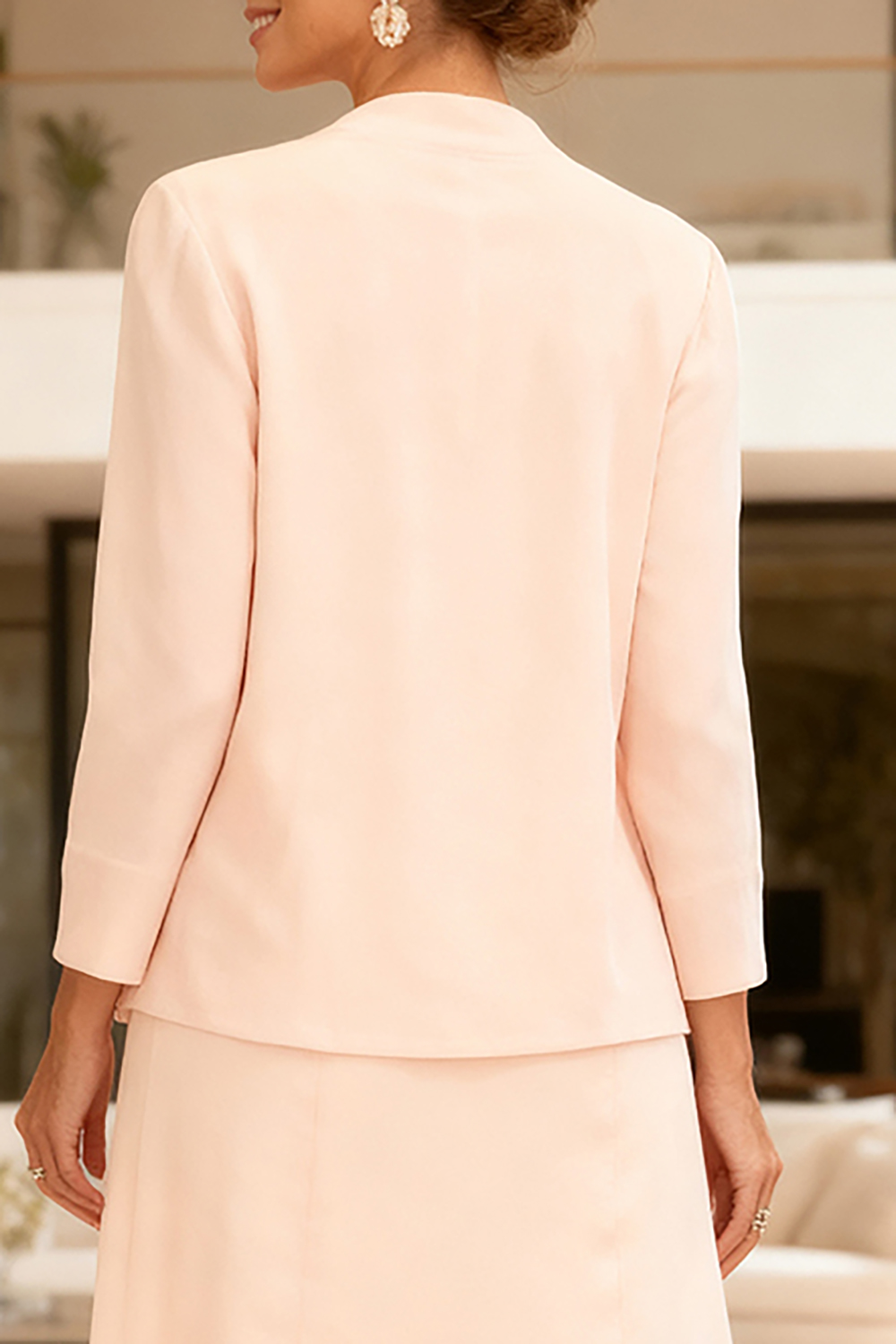 Sparkly Light Pink Chiffon Floor-Length 2-Piece Mother Of The Bride Pant Suits with Jacket