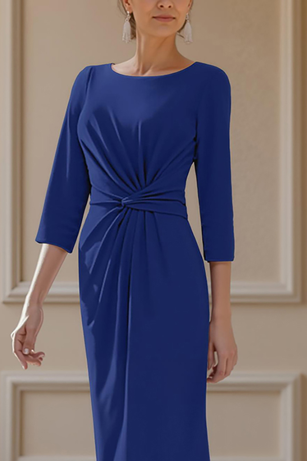 Lilac Satin Sheath Ankle-Length Mother of the Bride Dress with Feathers