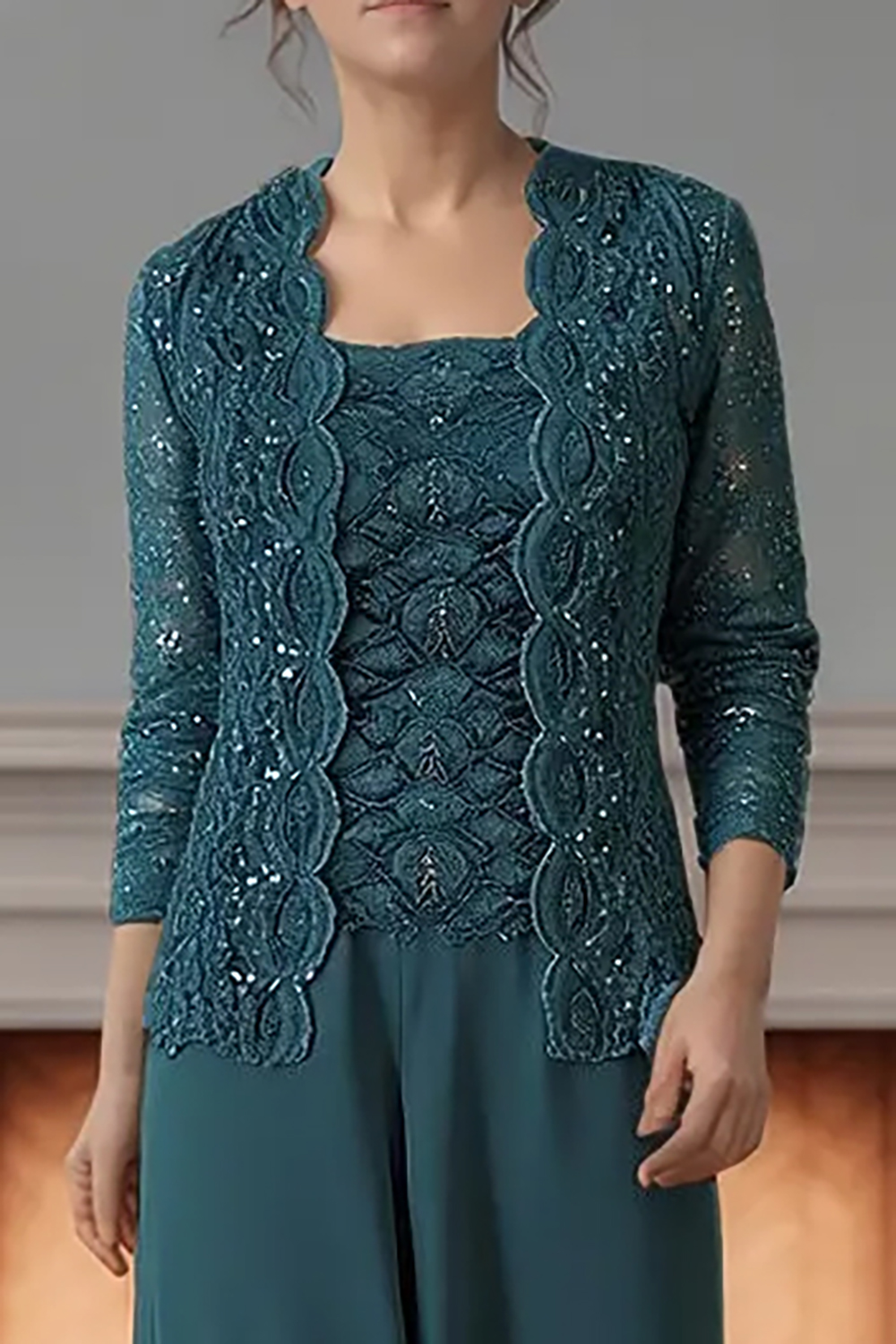 Purple Bateau Neck Chiffon 3-Piece Mother of the Bride Pant Suits with Jacket