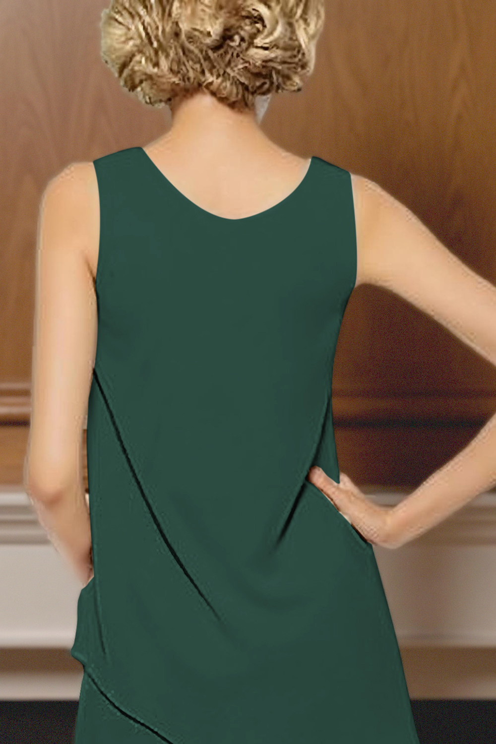 Black Round Neck Chiffon 3-Piece Mother of the Bride Pant Suits with Sleeves