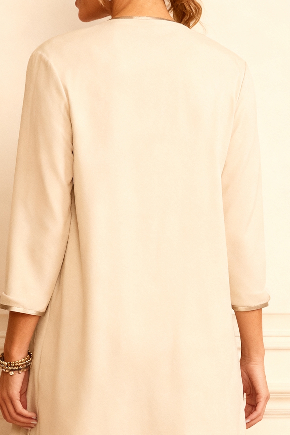 3-Piece Apricot Round Neck Mother of the Bride Pant Suits with Jacket