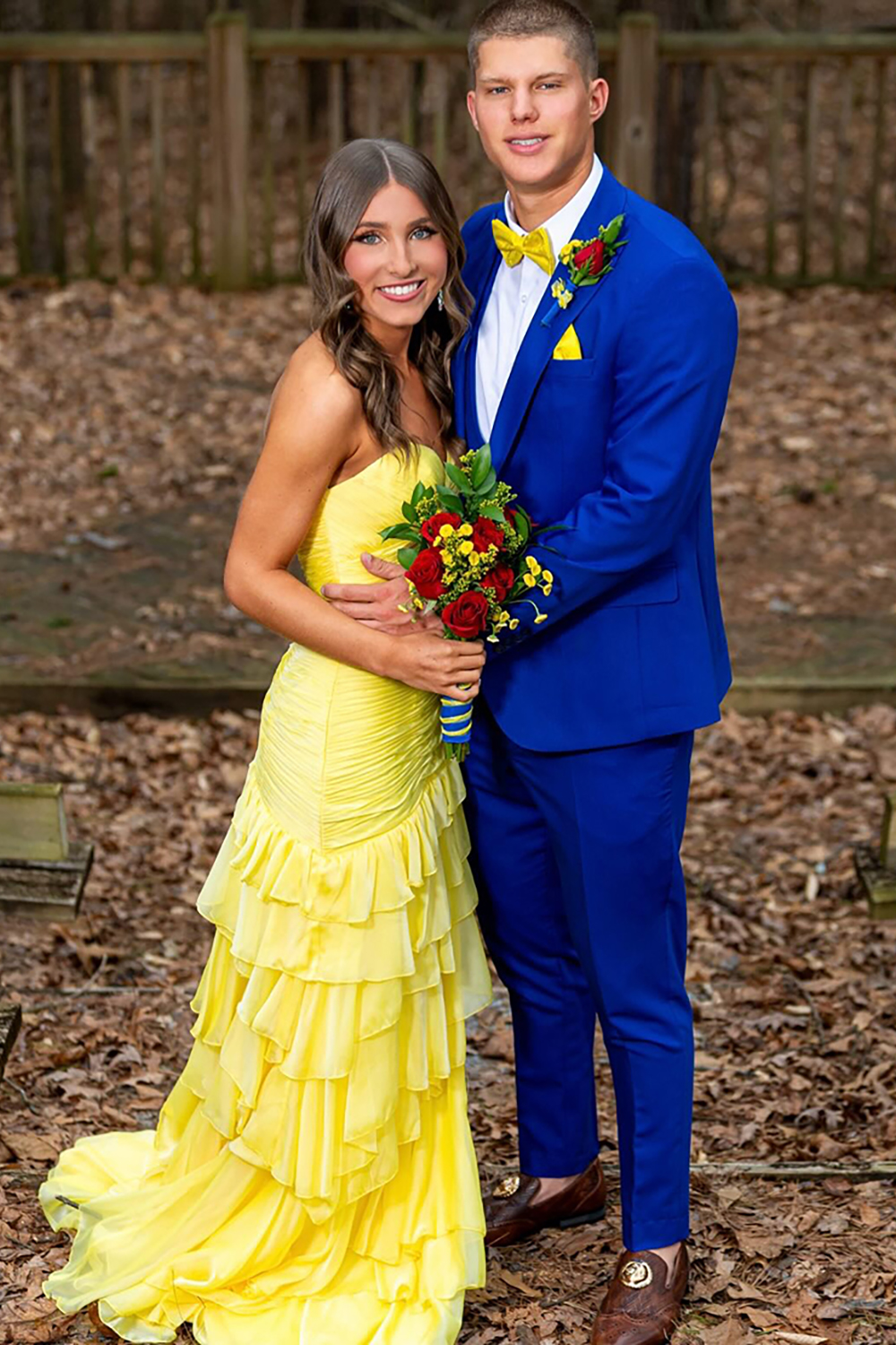 Blue Mermaid Sweetheart Tiered Ruffled Long Prom Dress with Slit