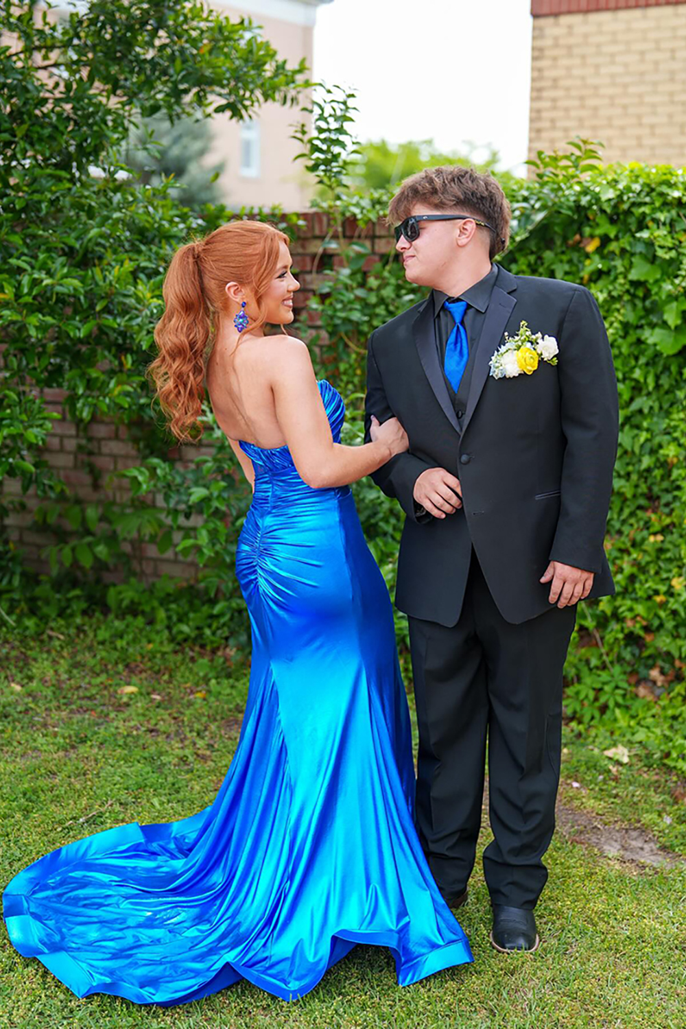 Royal Blue Sheath Sweetheart Corset Long Prom Dress with 3D Flower