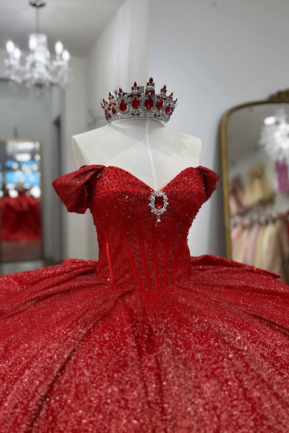 Sparkly Dark Green Sweetheart Corset Ball Gown Bedaed Quinceanera Dress with Bow