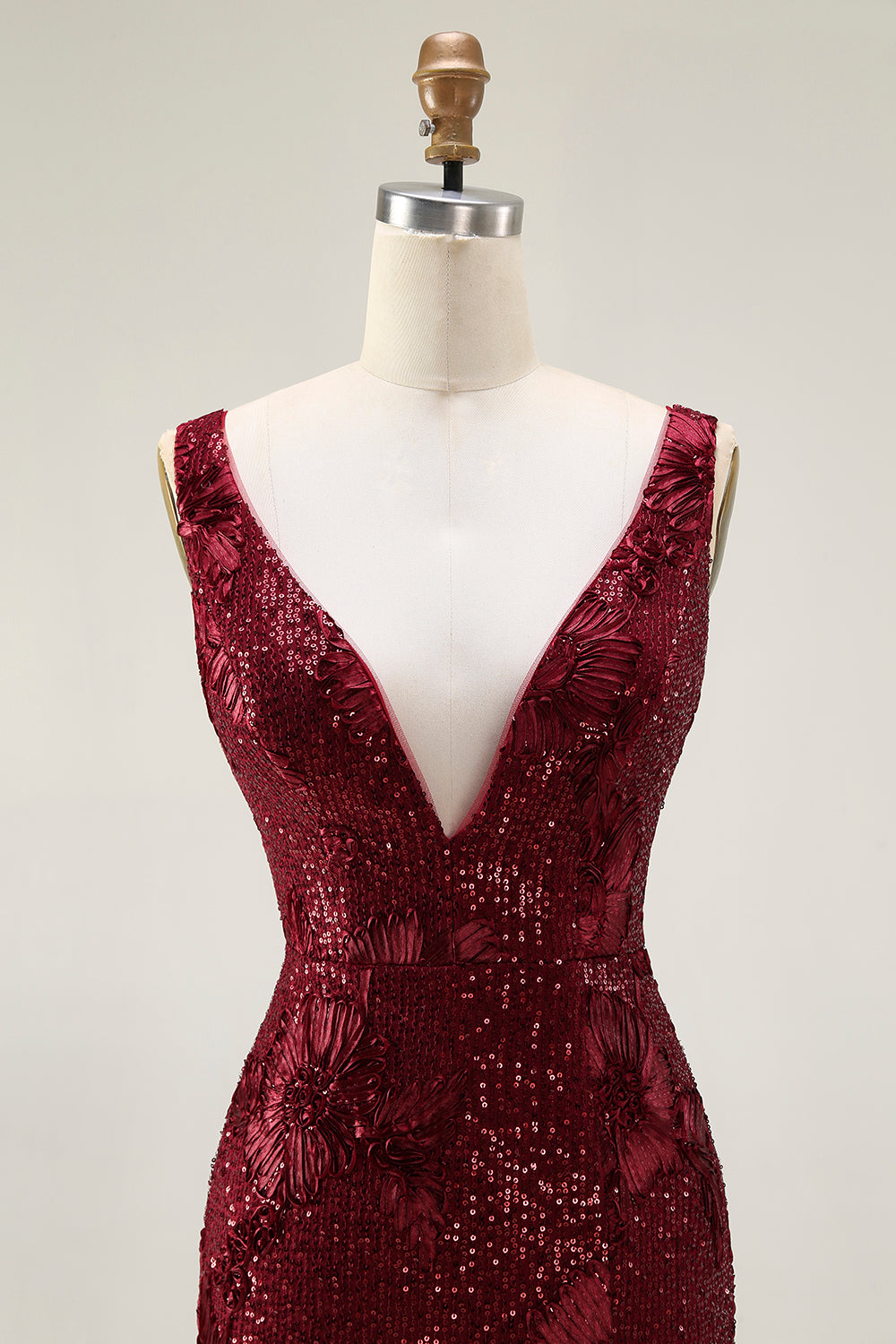 Sparkly Burgundy Mermaid Sequin Long Prom Dress with Slit
