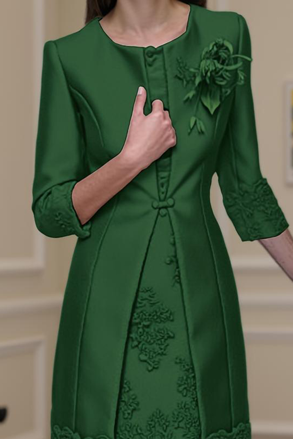 Champagne Bodycon Boat Neck 2 Piece Midi Mother of the Bride Dress with Jacket