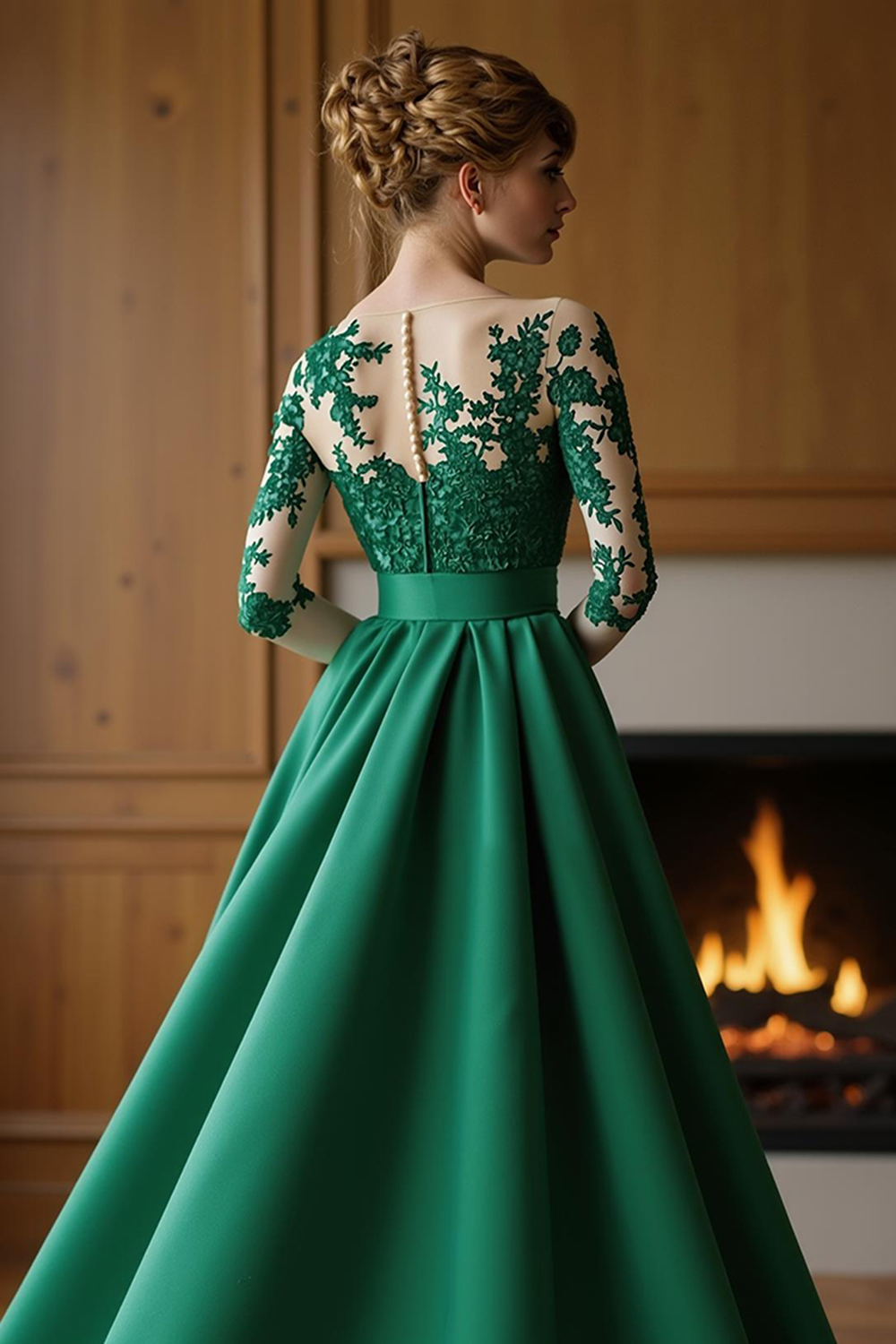 Dark Green Mermaid Bateau Neck Floor-Length Mother of the Bride Dress