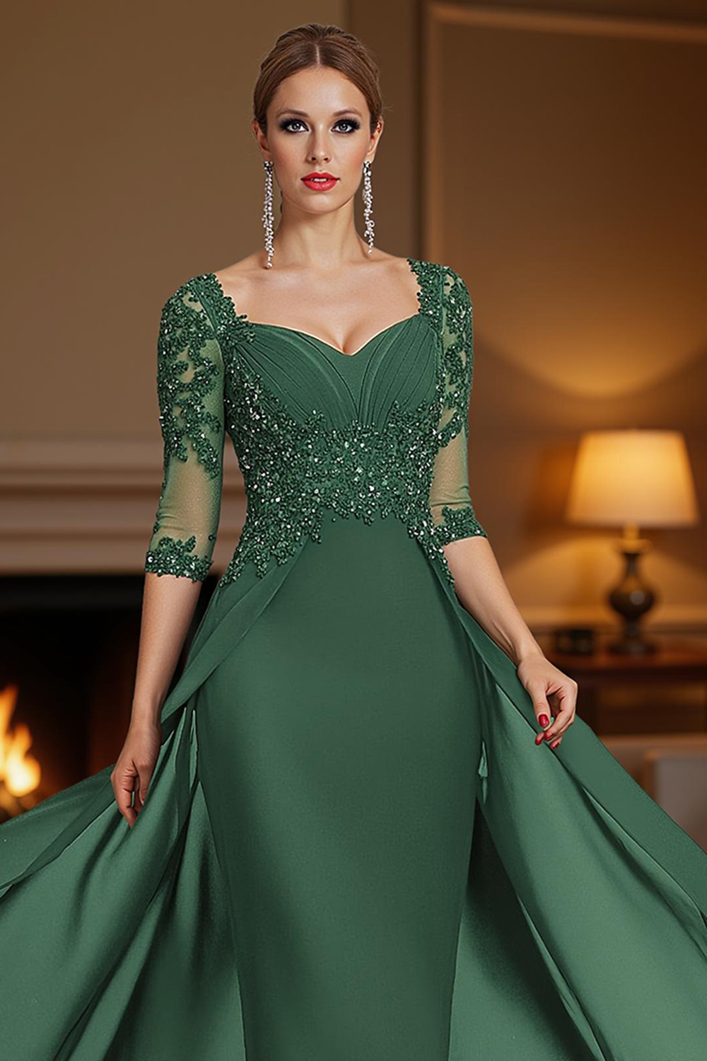 Steel Grey Square Neck Sheath Floor-Length Mother of the Bride Dress with Cape