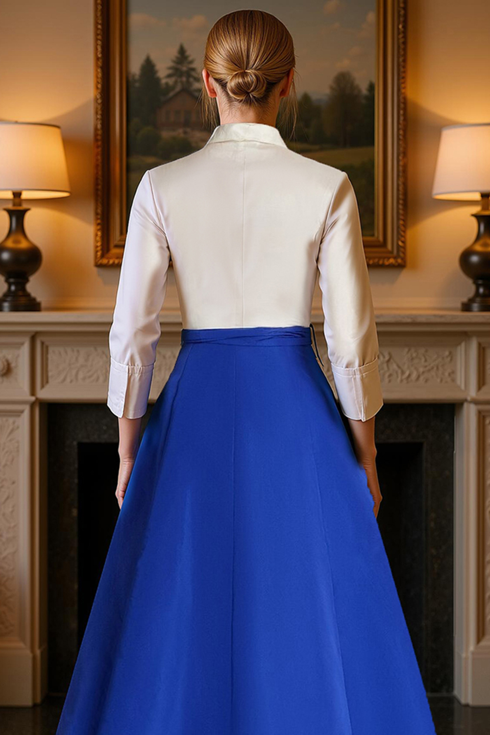 Blush Pink Satin A Line Ankle-Length Mother of the Bride Dress with Bow