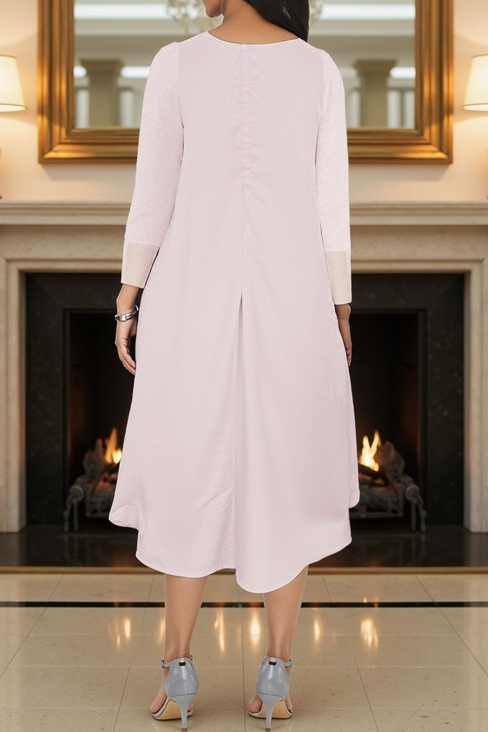 Candy Pink Sheath 2 Piece Knee-Length Mother of the Bride Dress with Jacket