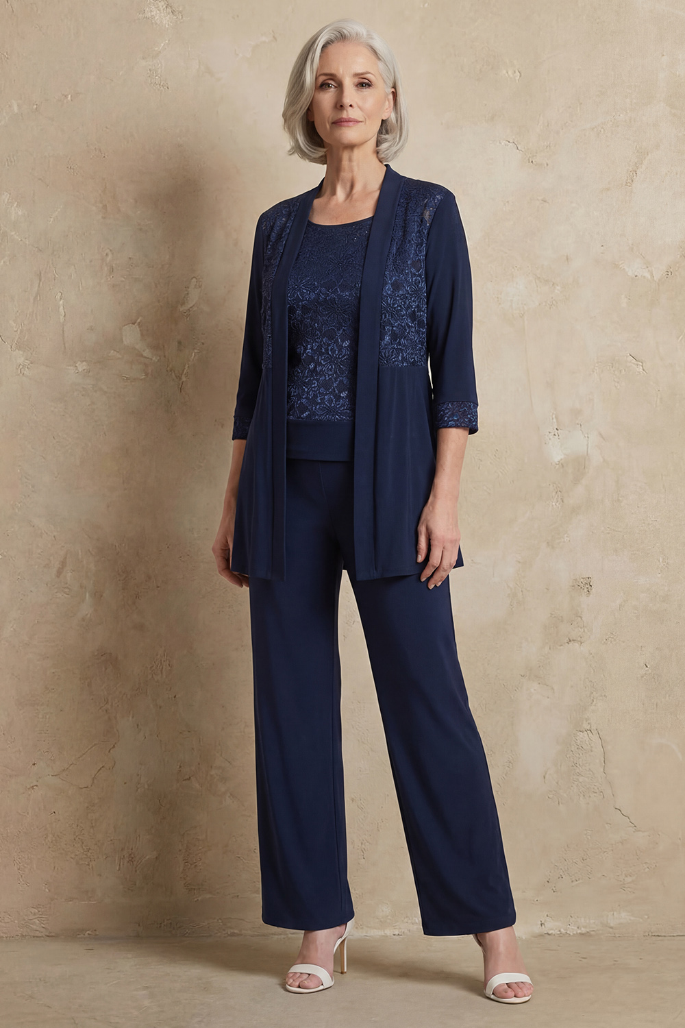 Dusty Rose Floral Chiffon 3 Piece Mother of the Bride Pant Suits with Jacket