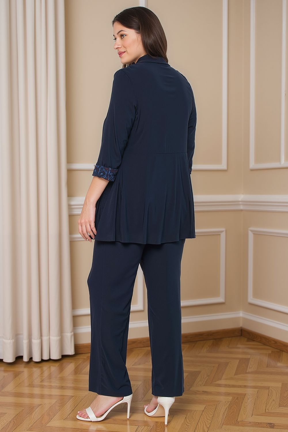 Dusty Rose Floral Chiffon 3 Piece Mother of the Bride Pant Suits with Jacket