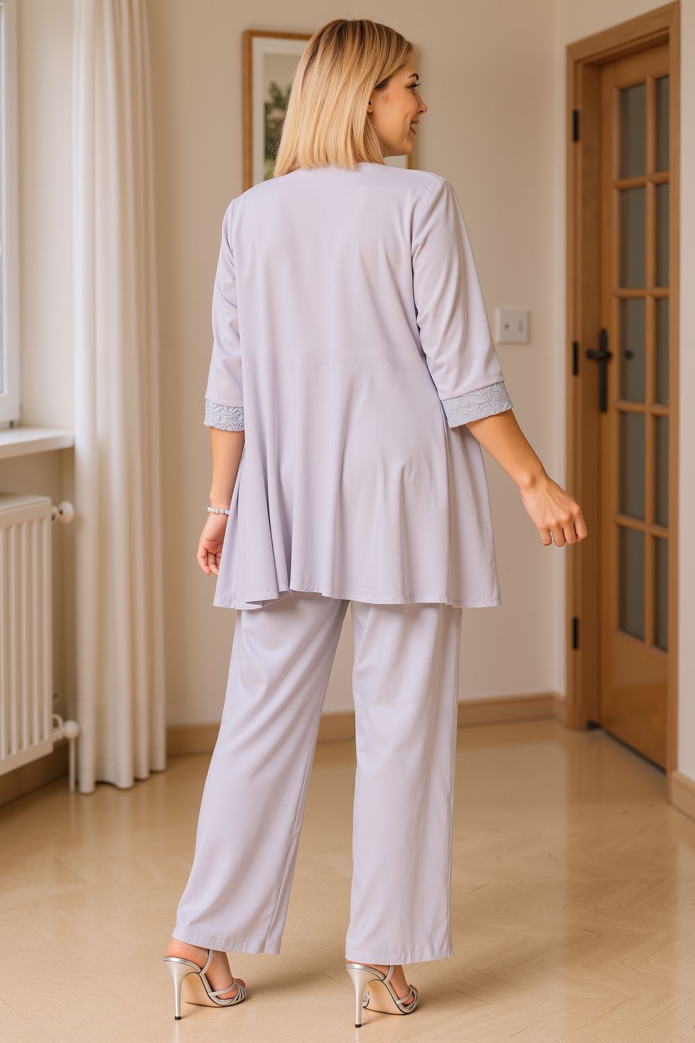 Dusty Rose Floral Chiffon 3 Piece Mother of the Bride Pant Suits with Jacket