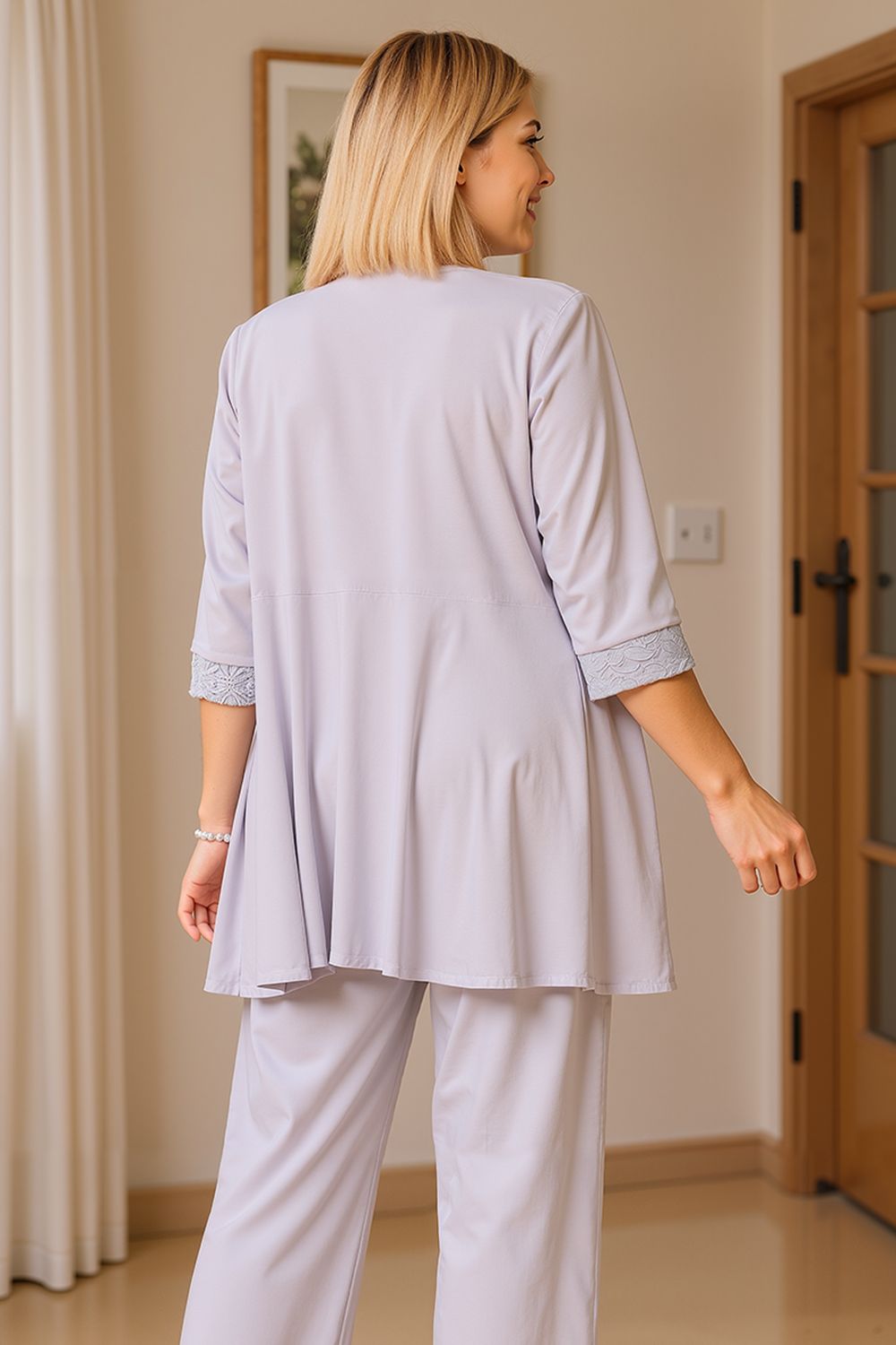 Dusty Rose Floral Chiffon 3 Piece Mother of the Bride Pant Suits with Jacket