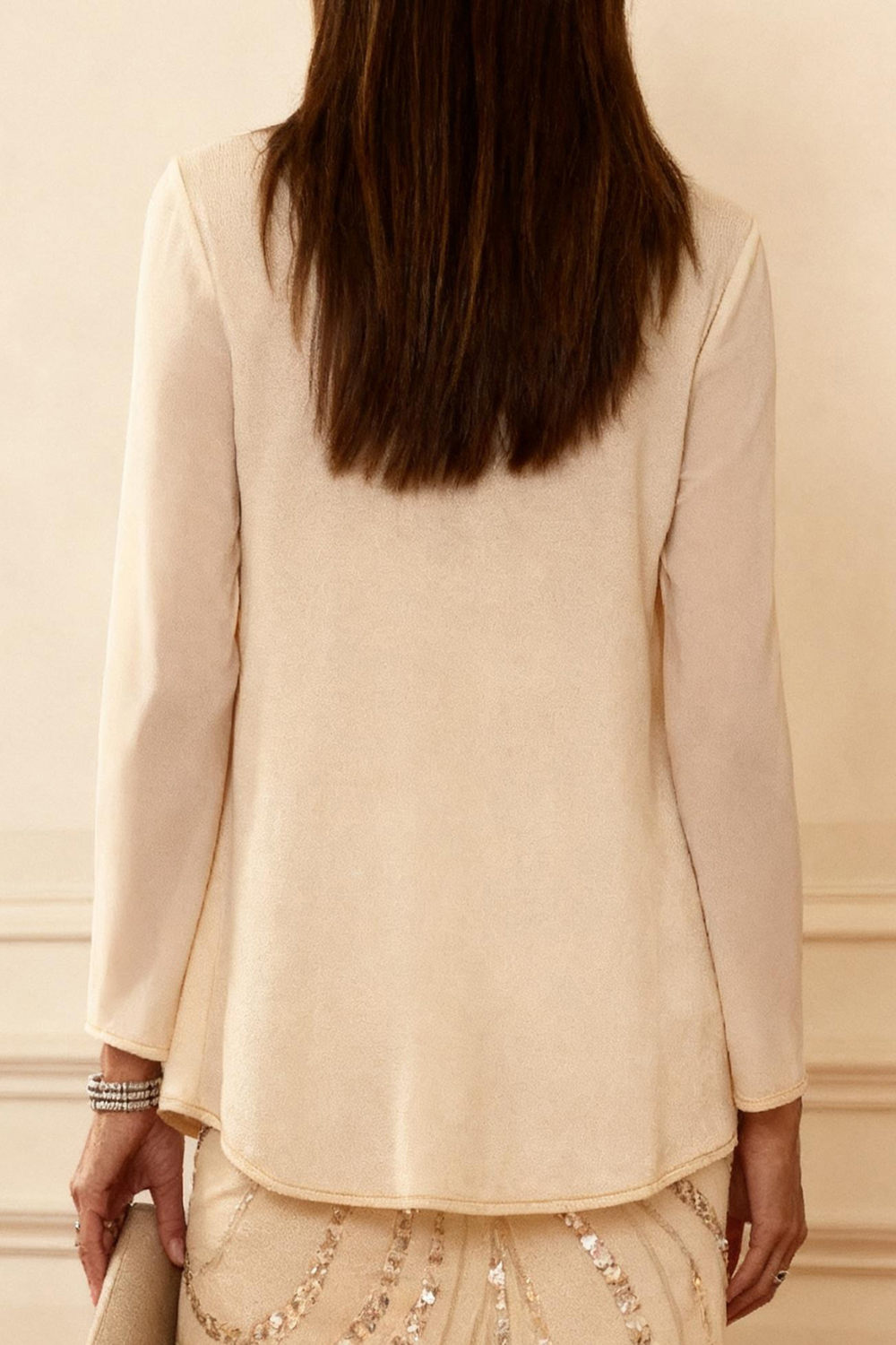 Sparkly Champagne Sequins 2 Piece Ankle-Length Mother of the Bride Dress with Jacket