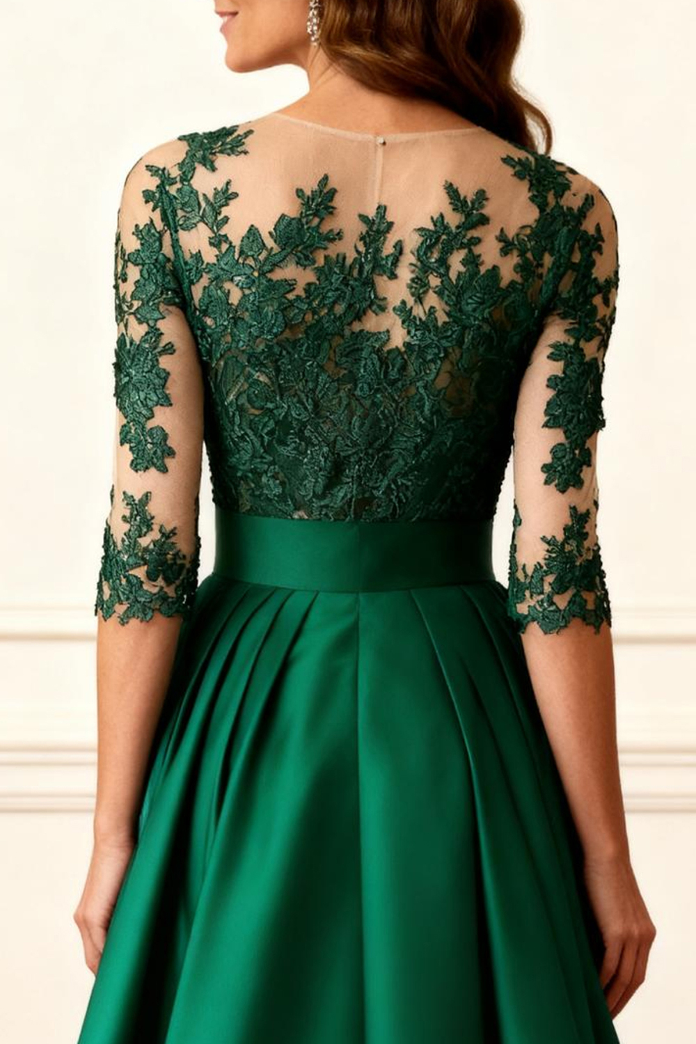 Dark Green Satin Mermaid Bateau Neck Floor-Length Mother of the Bride Dress with Cape