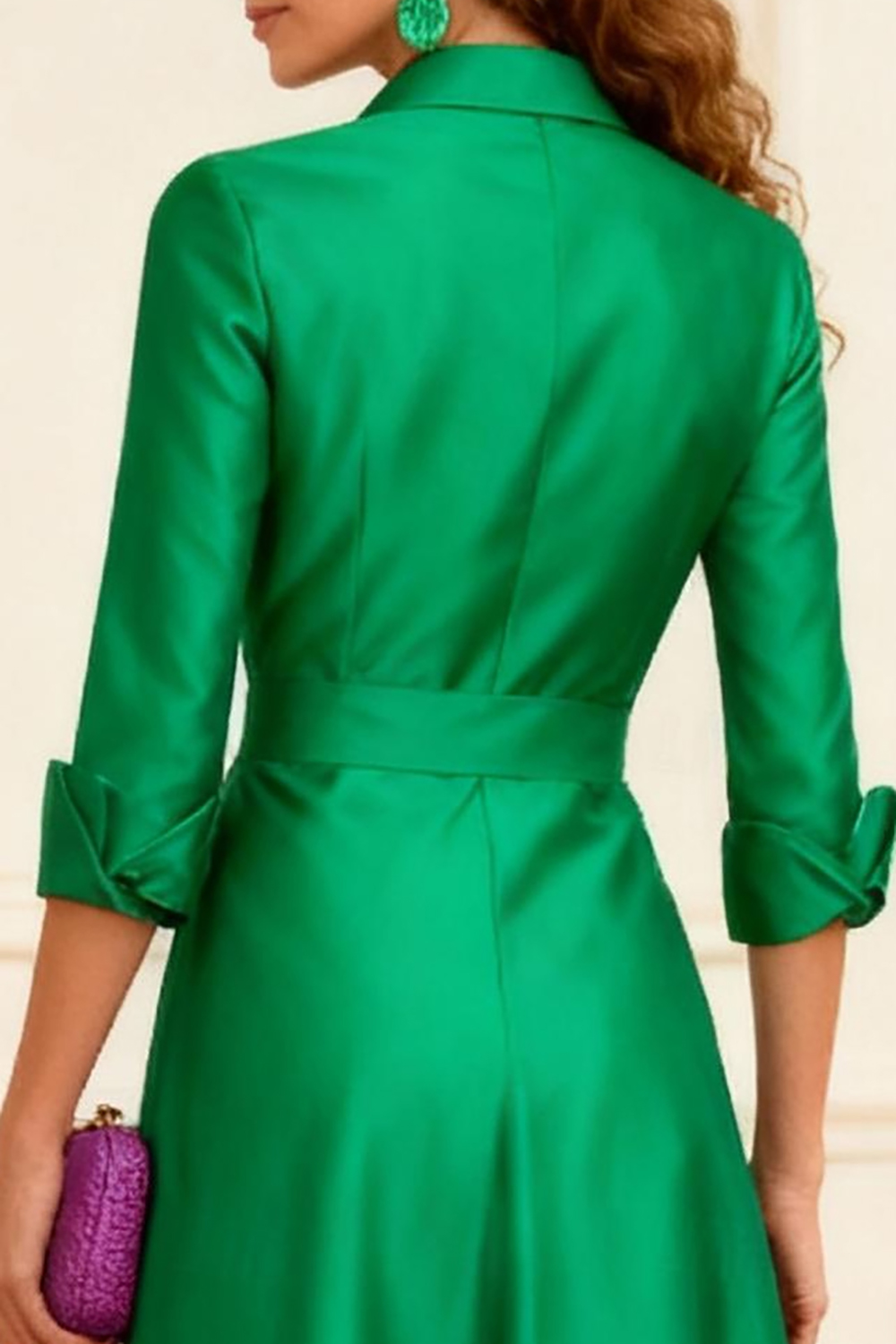 Dark Green A Line Lapel Floor-Length Mother of the Bride Dress with Slit