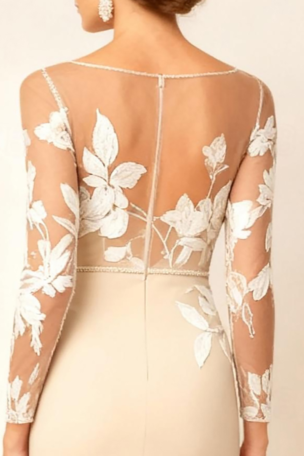 Champagne Mermaid Satin Floor-Length Mother of the Bride Dress with Lace