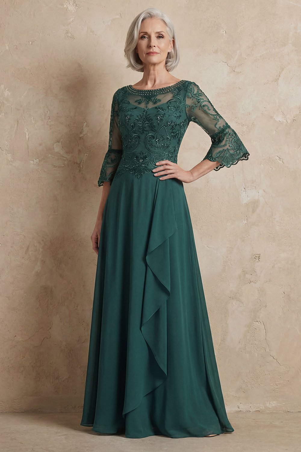 Sparkly Dark Green A Line Floor-Length Mother of the Bride Dress with Beading