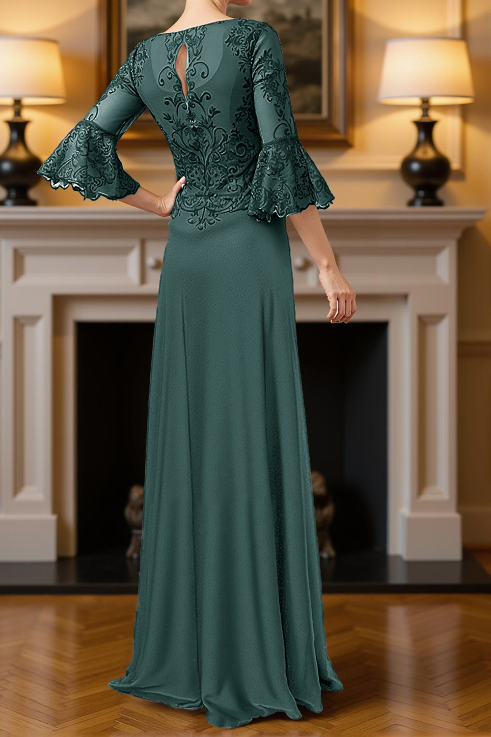Sparkly Dark Green A Line Floor-Length Mother of the Bride Dress with Beading