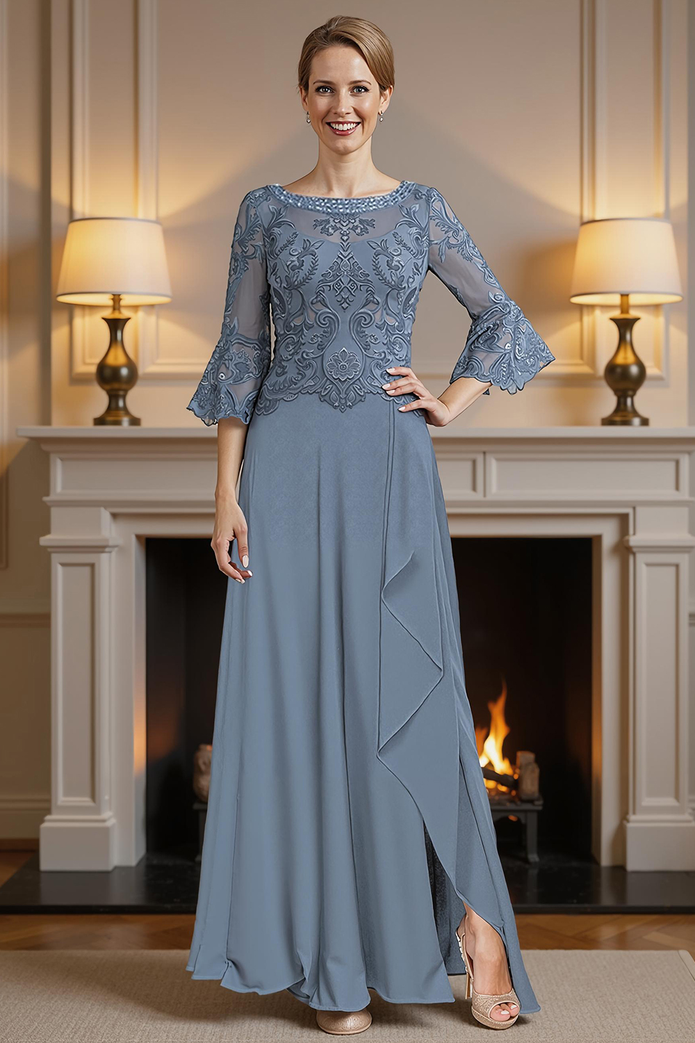 Sparkly Dark Green A Line Floor-Length Mother of the Bride Dress with Beading