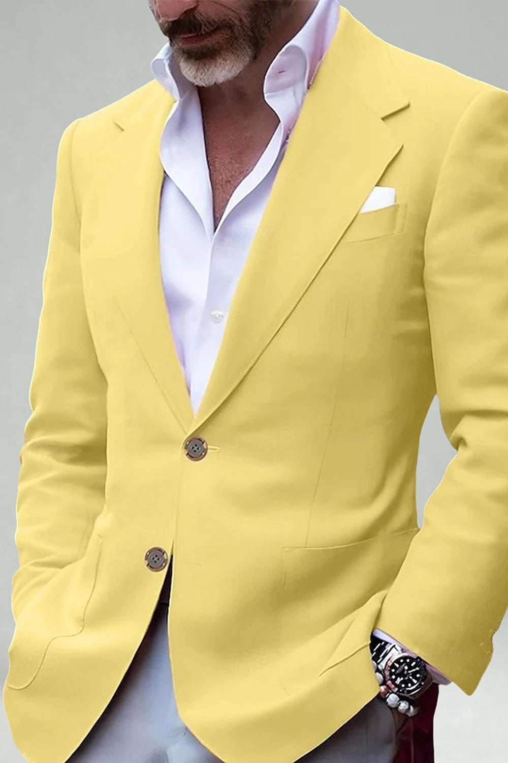 Blush Notch Lapel Two Button Men Blazer