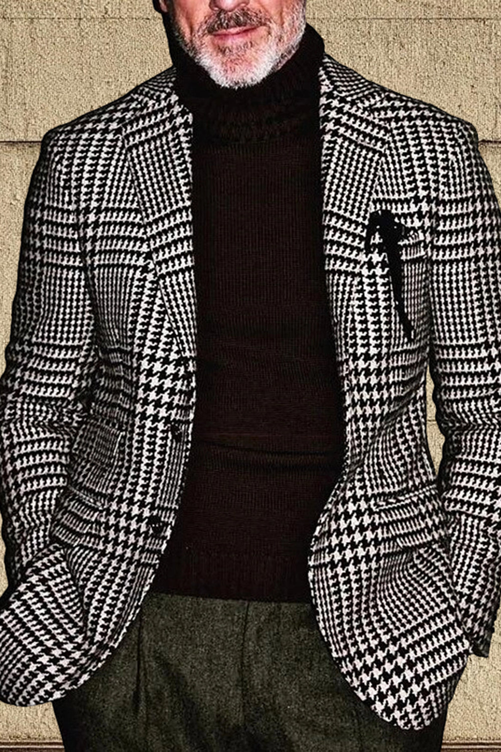 Black Stripe Notched Lapel Men Blazer