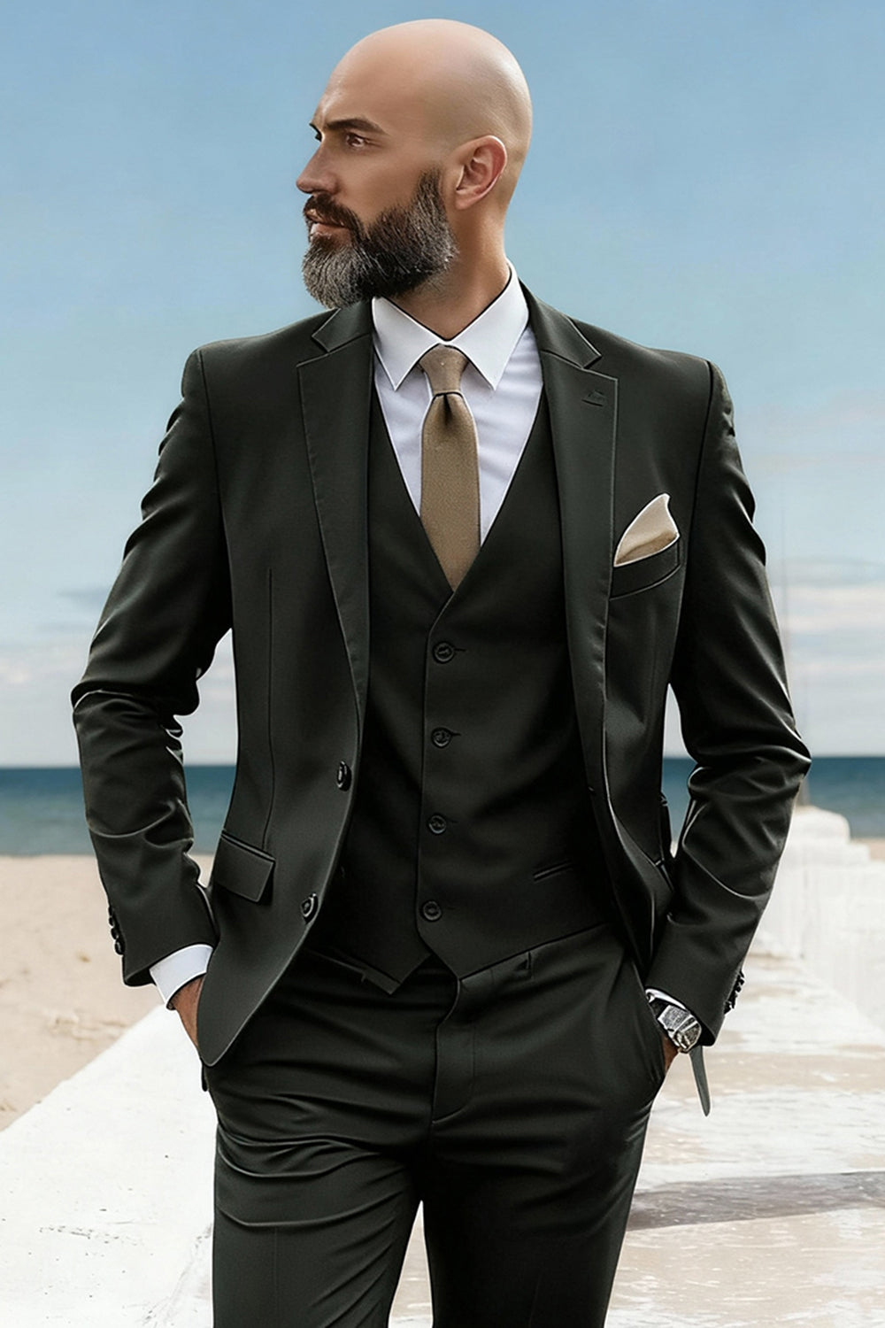 Army Green 3 Piece Single Breasted Homecoming Men Suits