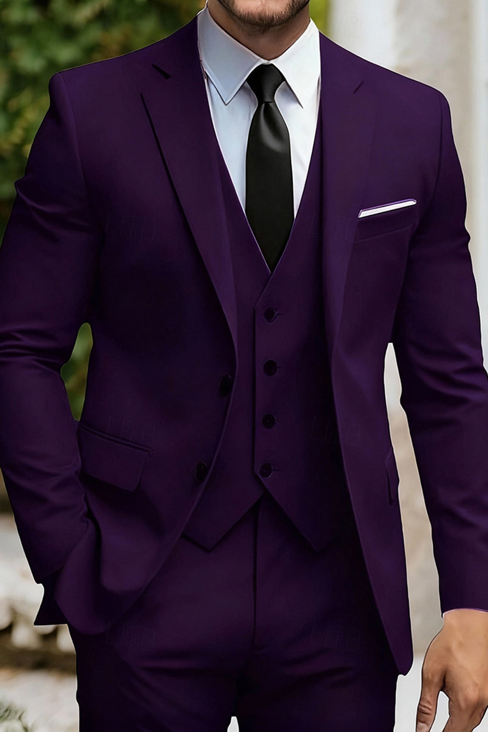 3 Piece Black Single Breasted Men Prom Suits with Pockets