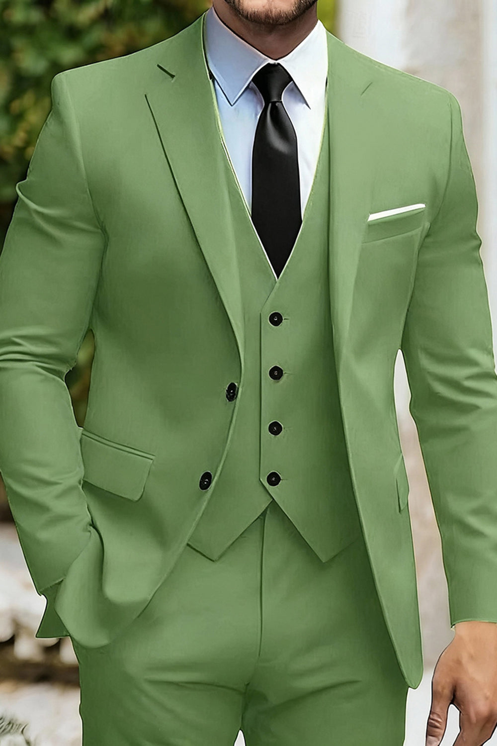 3 Piece Black Single Breasted Men Prom Suits with Pockets