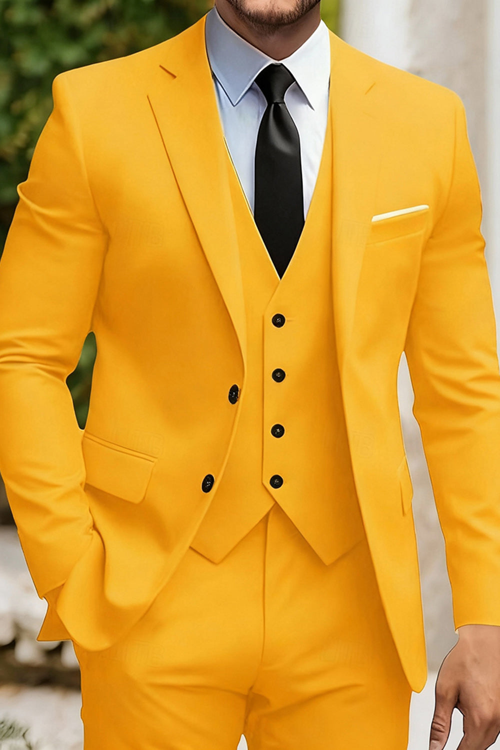 3 Piece Black Single Breasted Men Prom Suits with Pockets