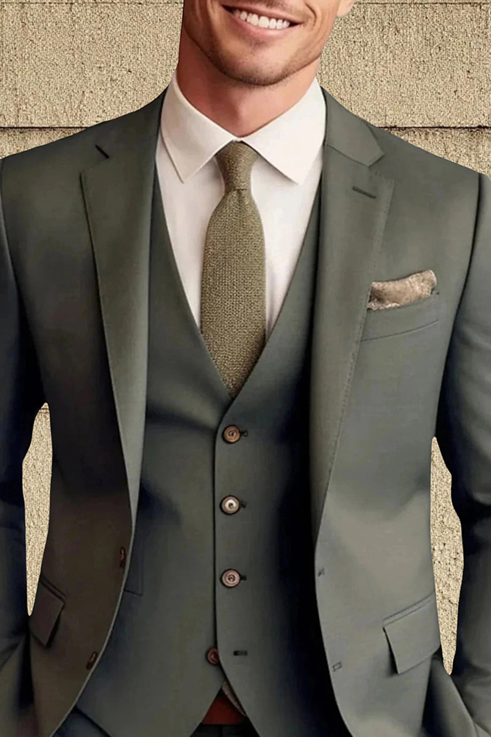 3 Piece Dark Green Single Breasted Long Sleeves Men Prom Suits with Pockets