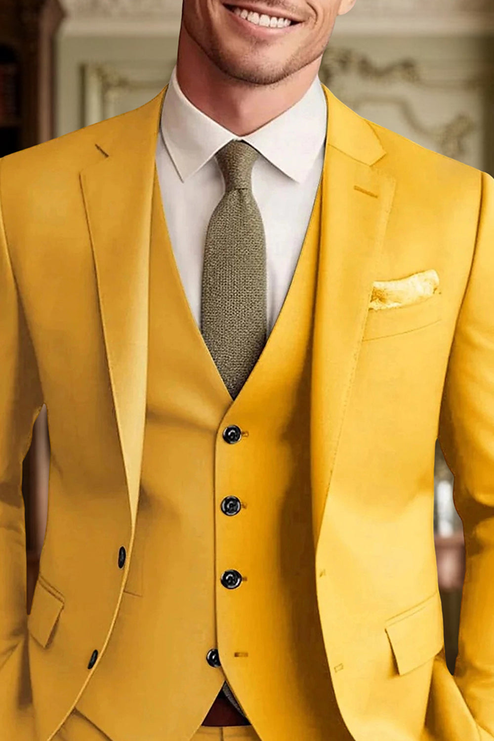 3 Piece Dark Green Single Breasted Long Sleeves Men Prom Suits with Pockets